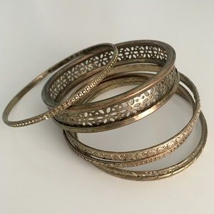 Gold tone bangles